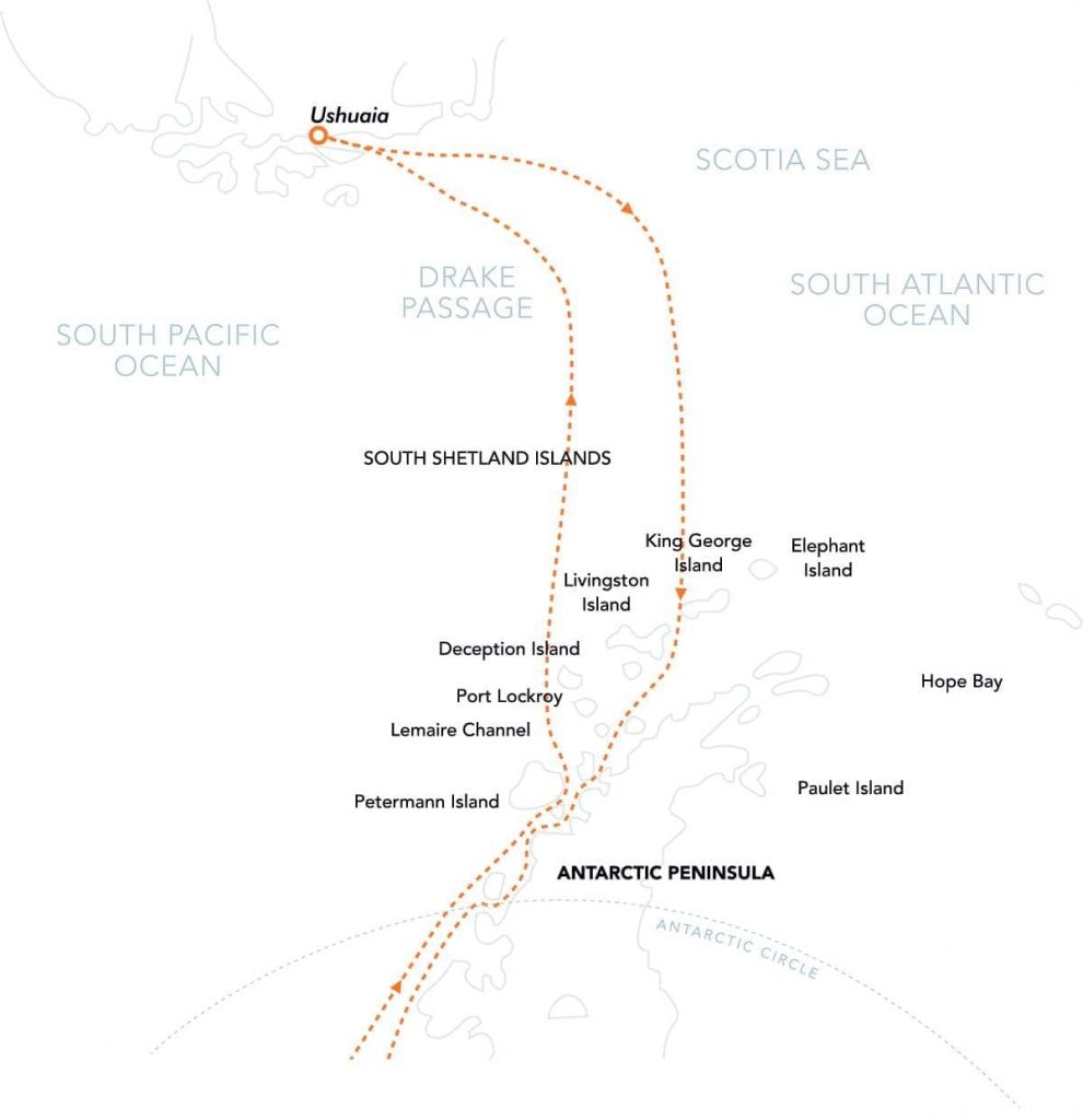 Route Map Crossing the Antarctic Circle