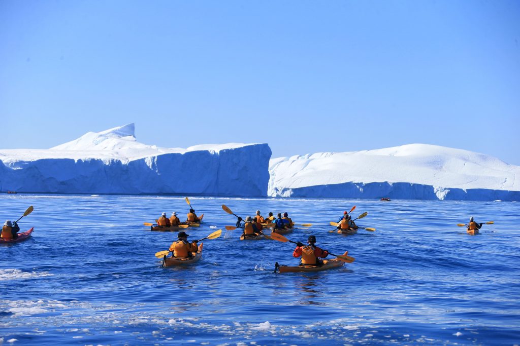 Arctic cruise kayakers