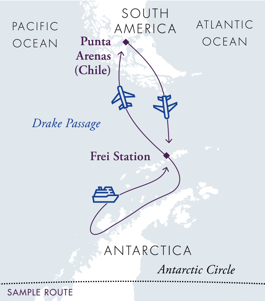 Fly to antarctica route