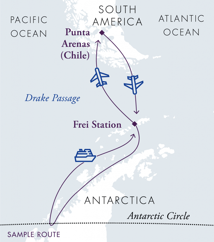 Route to fly to Antarctica