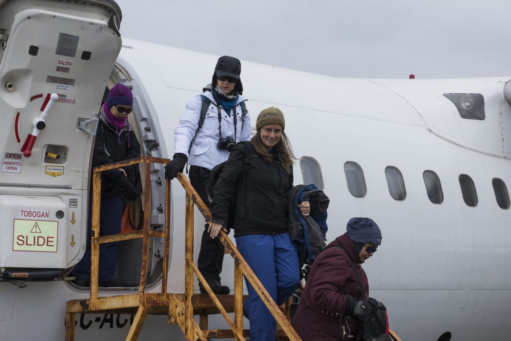 Plane passengers disembark in Antarctica