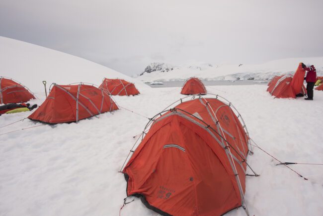 Camping tents on antarctica