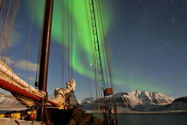 Northern lights view from the ship