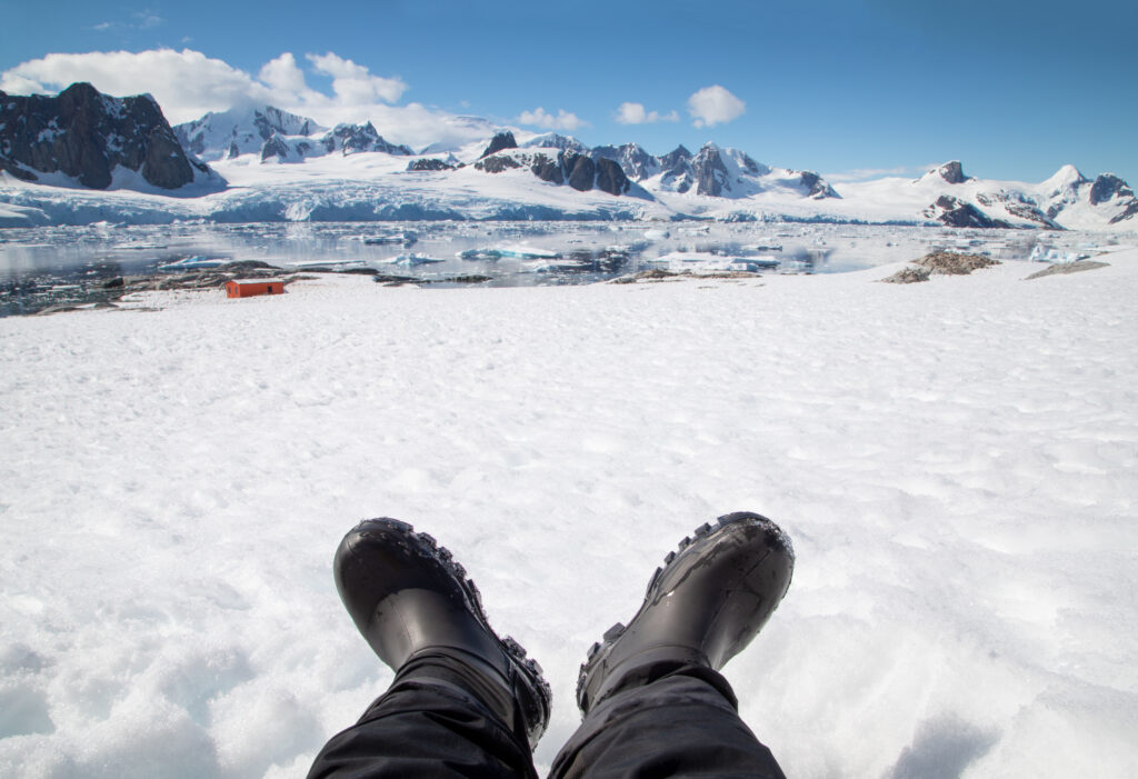 Sandra Walser at petermann ice island antarctica
